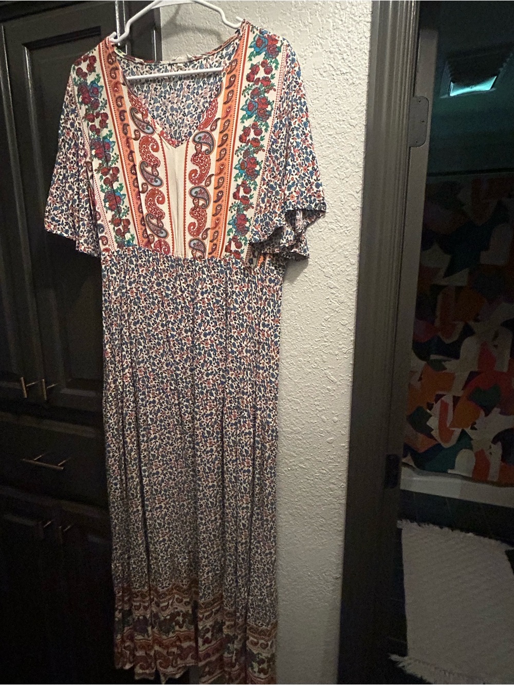Boho Floral V-Neck Maxi Dress in Multi